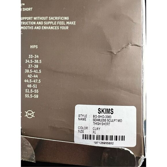 SKIMS Women's Clay Mid Waist Seamless Sculpt Mid Thigh Short Size XL NWT - Picture 5 of 5